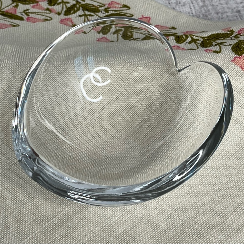 Nambe 4” Heart Shape Dish / Bowl, Lead Crystal, Signed, Trinket Dish